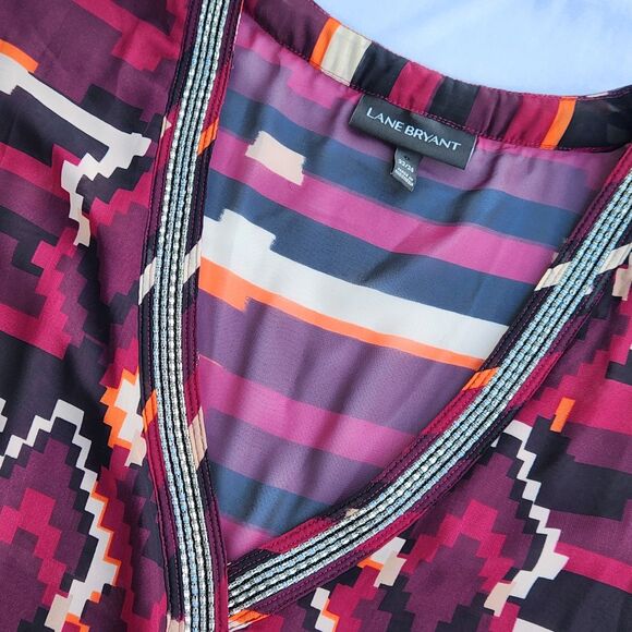 Lane Bryant Boho Dolman Sleeve Top Blouse Women's 22/24 3X  Aztec Tribal Print - Picture 13 of 13